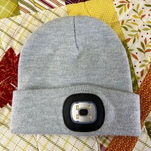 NIGHT SCOPE Beanie Hat with LED Light Gray Acrylic Blend Winter Warm brightlight